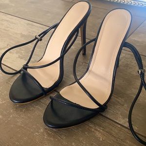Fashion nova black ankle strap heels